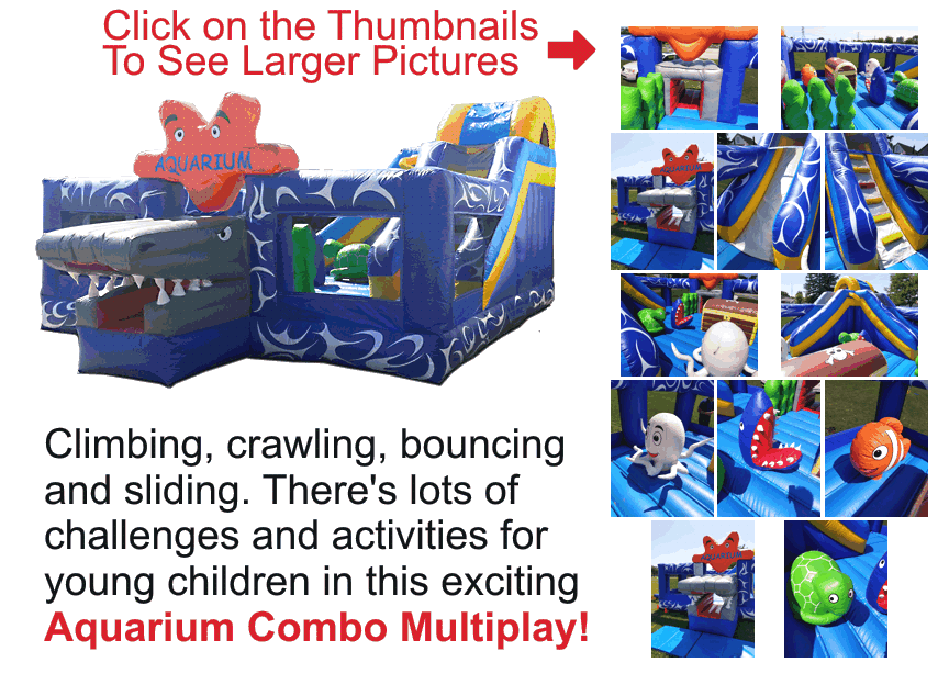 Climbing, crawling, bouncing and sliding. There's lots of challenges and activities for young children in this exciting Aquarium Combo Multiplay!